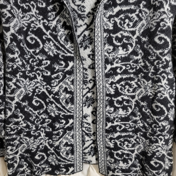 A. Ida Wool Blend Filigree Swirl Pattern Cardigan Open Front Made Italy Medium - Picture 4 of 6
